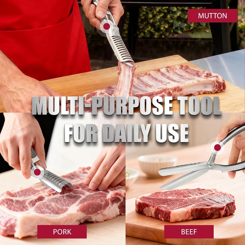 Aylthyo Rib Membrane Removal Tool - Premium Stainless Steel BBQ Prep Kit for Effortless Grilling, Membrane Remover for Ribs - Image 4